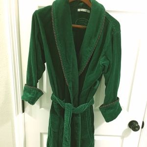 LAURA ASHLEY VELOUR ROBES DK GREEN - ONE SIZE FITS